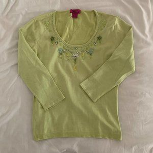 Beautiful Light Green Top with Gorgeous Beaded Detail